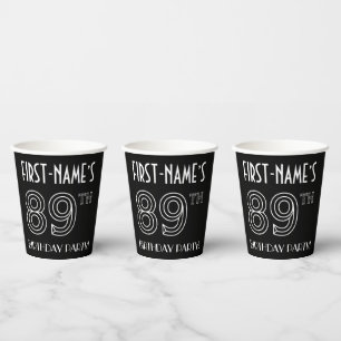 89th Birthday Party: Art Deco Style + Custom Name Paper Cups