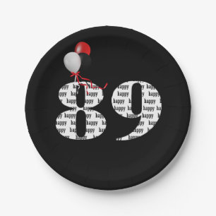 89th birthday party balloons paper plate