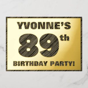 89th Birthday Party — Bold, Faux Wood Grain Text