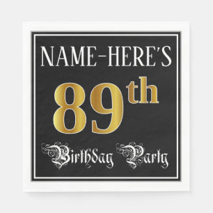 89th Birthday Party — Fancy Script, Faux Gold Look Napkin