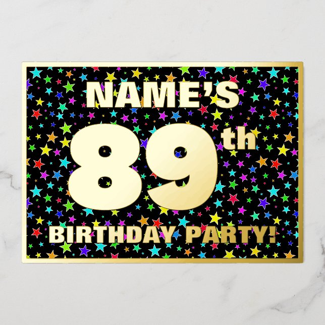 89th Birthday Party — Fun, Colourful Stars Pattern (Front)