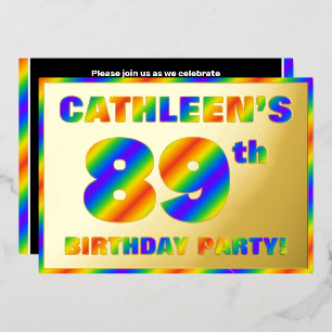 89th Birthday Party — Fun, Rainbow Spectrum “89”