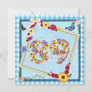 89th Birthday party Invitation flowers,butterflies