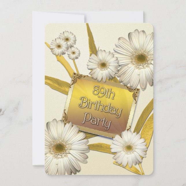 89th Birthday Party Invitation with daisies (Front)