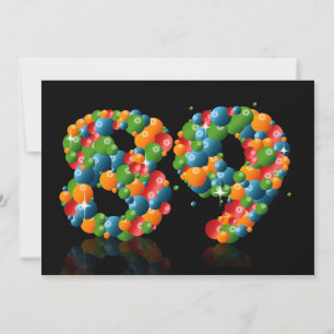 89th Birthday party, with bubbles and balls Invitation