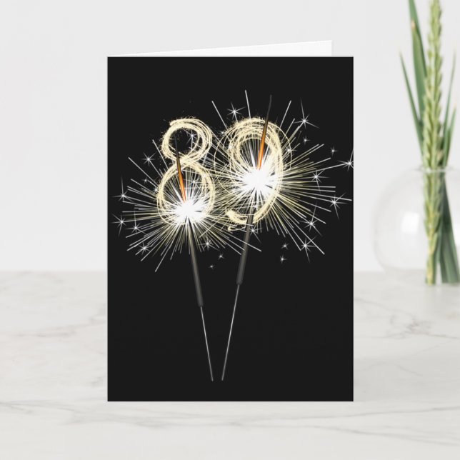 89th Birthday Sparklers on Black Card (Front)