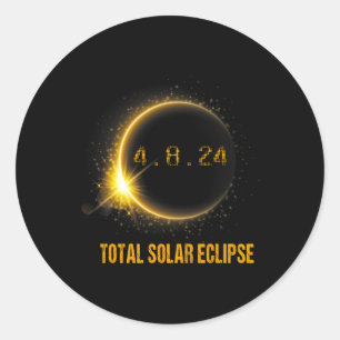 8 24 Total Solar Eclipse 2024 April 04.08.24 Classic Round Sticker