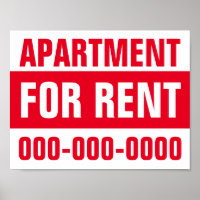 8.5" X 11" Apartment For Rent Paper