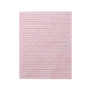 8.5" x 11" Pink Marble and Black Lines Wide Ruled Notepad