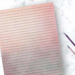8.5" x 11" Pink Peach Grey Watercolor Wide Ruled Notepad