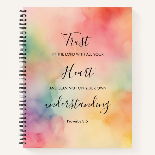 8.5 x 11 Spiral Notebook Displaying Proverbs 3:5 (Front)
