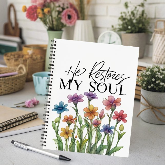 8.5 x 11 Spiral Notebook - He Restores My Soul (Creator Uploaded)