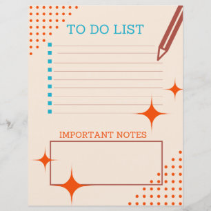 8.5 x 11 To Do List; Journal Page, Bullet Point