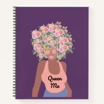 8.5 x 11 Woman Flower Head Spiral Notebook