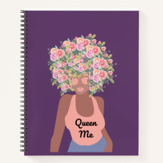 8.5 x 11 Woman Flower Head Spiral Notebook
