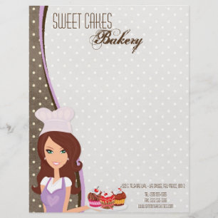 8.5x11 Brunette Baker Purple Cup Cake Letter Head Personalised Letterhead