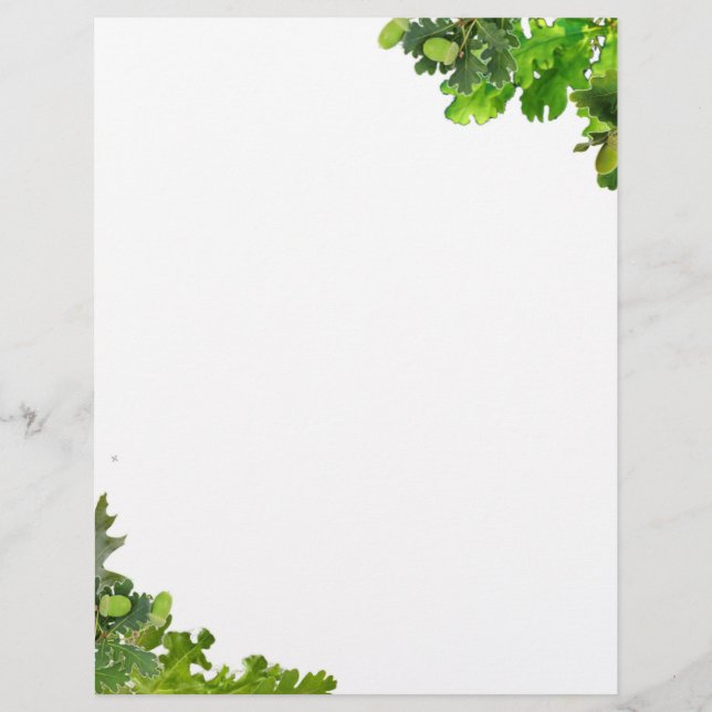 8.5X11" OAK LEAF INVITATION PAPER CUSTOM LETTERHEAD (Front)