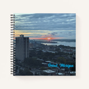 8.5X8.5 Spiral Notebook - skyline of Detroit, MI.