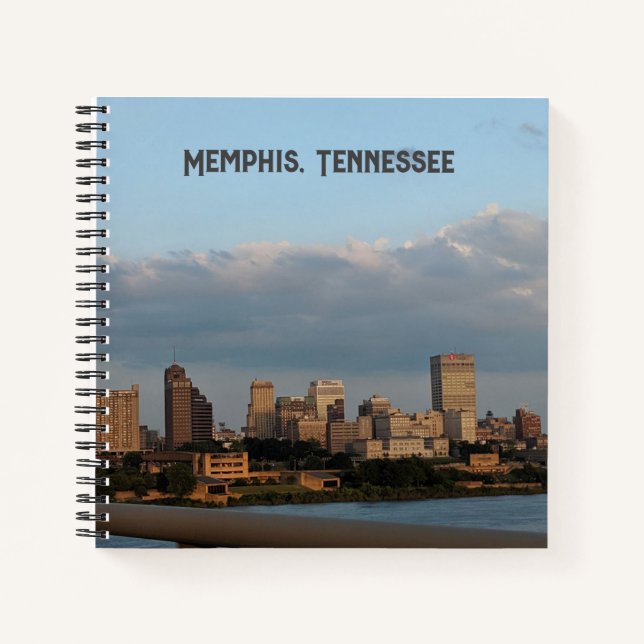 8.5X8.5 Spiral Notebook -  skyline of Memphis, TN. (Front)