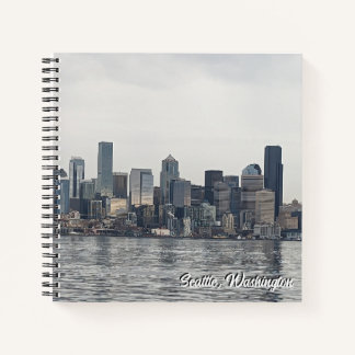 8.5X8.5 Spiral Notebook - skyline of Seattle, WA.