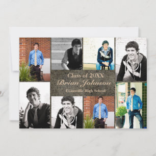 8/9 Photos Graduation Announcement-Leather Invitation