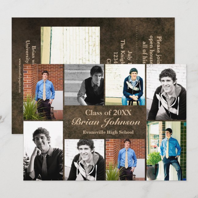 8/9 Photos Leather - Graduation Announcement (Front/Back)