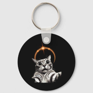 8 April 2024 Funny Selfie Cat 2024 Eclipse Totalit Key Ring