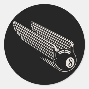 8-Ball - Aero Wings Classic Round Sticker