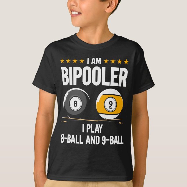 8 Ball and 9 Ball Humour Funny Billiards T-Shirt (Front)