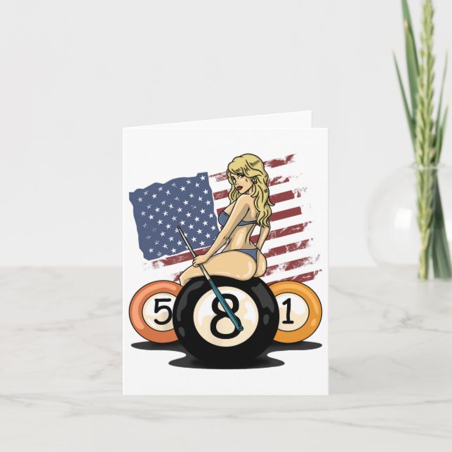 8 Ball Billiard Pool Player Eight Ball Billiards  Card (Front)