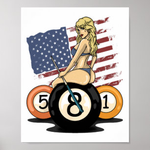 8 Ball Billiard Pool Player Eight Ball Billiards  Poster