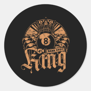 8-ball Billiards Bank Shot King Classic Round Sticker