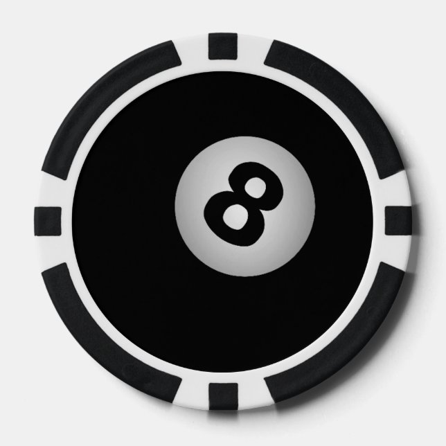 8-BALL Billiards custom poker chips (Front)