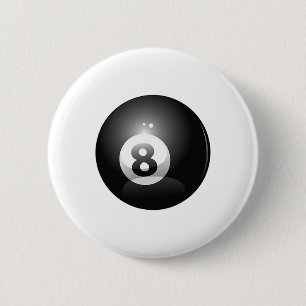 8 Ball Billiards Pool Player Eight Ball Lucky 8  6 Cm Round Badge