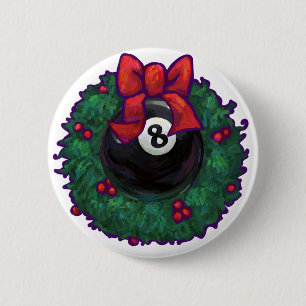 8 Ball Christmas 6 Cm Round Badge