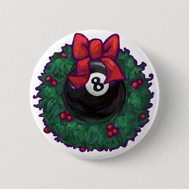 8 Ball Christmas 6 Cm Round Badge (Front)