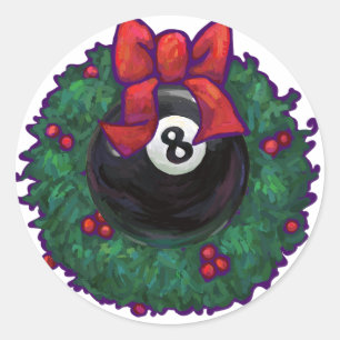 8 Ball Christmas Classic Round Sticker