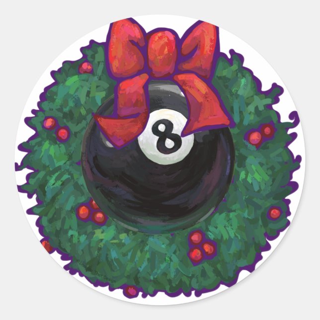 8 Ball Christmas Classic Round Sticker (Front)