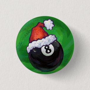 8 Ball Christmas Green 3 Cm Round Badge