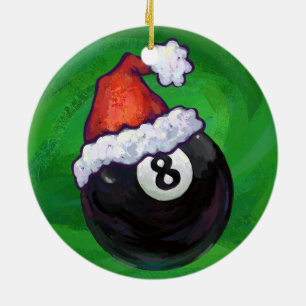 8 Ball Christmas Green Ceramic Tree Decoration