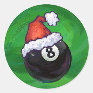 8 Ball Christmas Green Classic Round Sticker