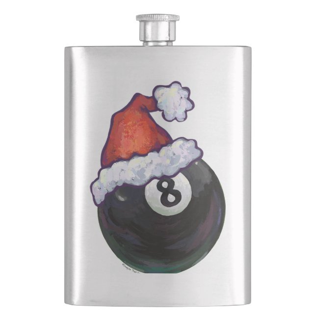 8 Ball Christmas Green Hip Flask (Front)
