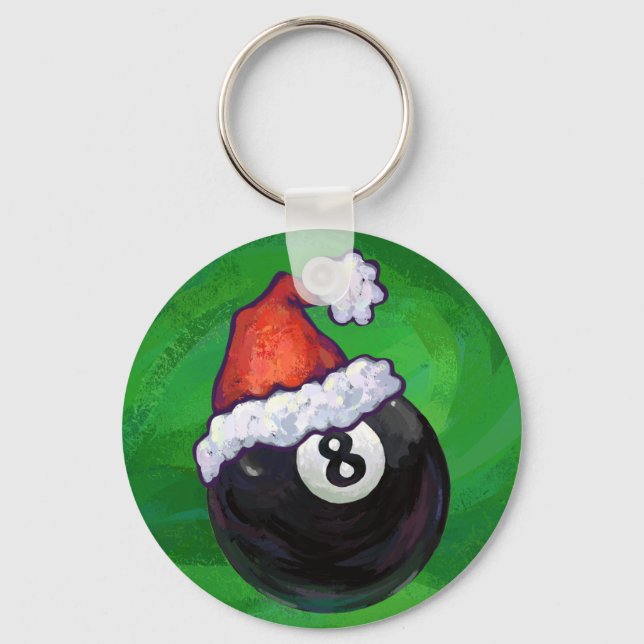 8 Ball Christmas Green Key Ring (Front)