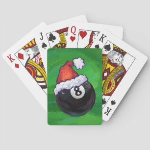 8 Ball Christmas Green Playing Cards