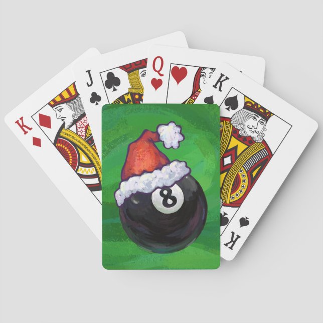 8 Ball Christmas Green Playing Cards (Back)