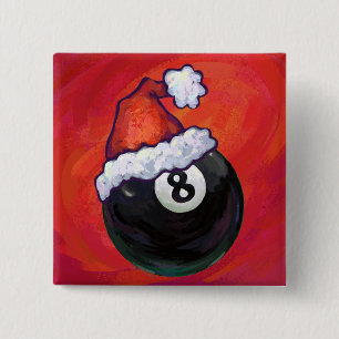 8 Ball Christmas Red Hat 15 Cm Square Badge