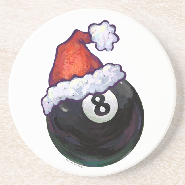 8 Ball Christmas Red Hat Coaster (Front)