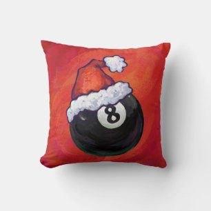 8 Ball Christmas Red Hat Cushion