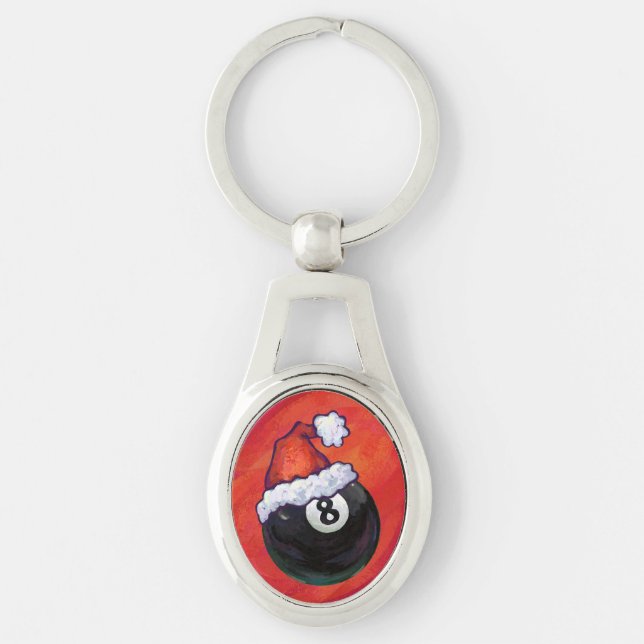 8 Ball Christmas Red Hat Key Ring (Front)
