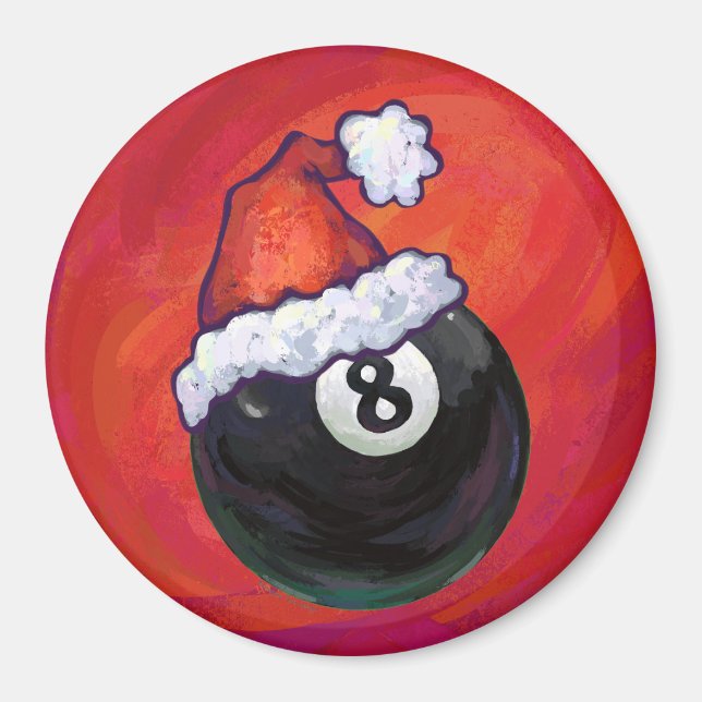 8 Ball Christmas Red Hat Magnet (Front)